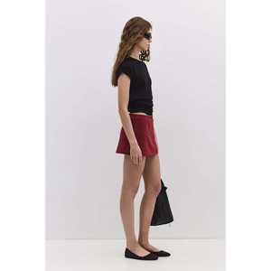 Casual <b>Mini</b> Golf <b>Skirt</b> with <b>Pleat</b> Design XS Size Silk Fabric Embroidered Technics Natural Waistline Club Style - Product Image 5