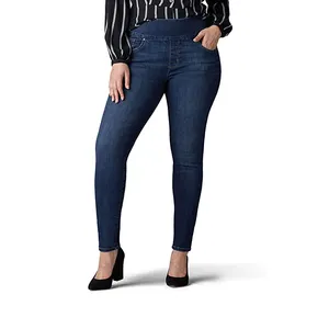 جينز نسائي مستقيم عالي الخصر بموضة جديدة, بنطلون جينز نسائي أنيق مناسب للجسم للبيع بسعر الجملة