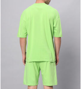 Conjuntos cortos de verano con logotipo personalizado para hombre, conjunto informal de 2 piezas con camiseta de manga corta, pantalones cortos con cordón y logotipo personalizado - Product Image 4