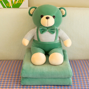 卡通熊形背带毯子和枕头套装二合一，适合在汽车中使用。 - Product Image 2