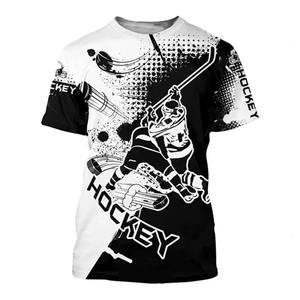 Camiseta Deportiva de Hockey sobre Hielo con Estampado 3D de Transferencia Térmica, Transpirable, 100% Poliéster, Personalizable con Nombre de Equipo, Unisex para Hombre - Product Image 3
