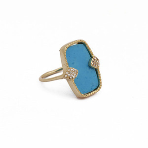 Anillos de moda minimalistas de piedras preciosas azul turquesa y CZ Ajuste de pinza chapada en oro para compromiso o fiesta anillos joyería - Product Image 1
