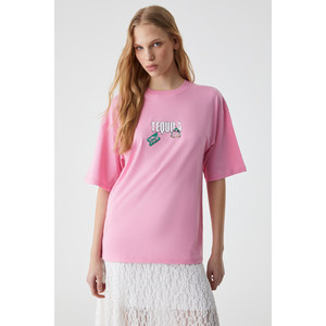 GRIMELANGE CAITLYN Camiseta oversize con cuello redondo para mujer - Product Image 1