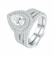 Bague de fiançailles de luxe en moissanite en forme de larme avec double halo, plaquée argent S925, certifiée IGI, prix d'usine, bijoux de mariage
