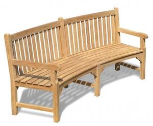 Banc de jardin incurvé en teck de qualité supérieure, 2,2 m, résistant à l'eau, durable, 4 places, style moderne minimaliste, mobilier d'extérieur pour appartement, patio, resort - Product Image 1
