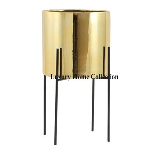 Macetas y macetas de forma redonda de diseño martillado grande de calidad superior chapadas en oro de alta calidad a precios impresionantes - Product Image 3