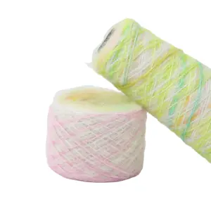 Soft Blend Yarn 33%Acrylic 10%Nylon 17%Polyester 30%Metallic 10%Wool Segment Dyed Spray Yarns For Fancy