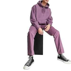 Street Manufacturer Custom Logo Oversize Hoodie Jogger Acid Washed Sweat Suit Zip up Unisex Sweatsuits Plus Size Sweatsuit Men - Product Image 1