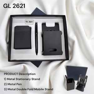 Ensemble cadeau 4 en 1 Support de papeterie en acier Stylo à bille en métal Support de téléphone pliable en acier Qualité supérieure - Product Image 2