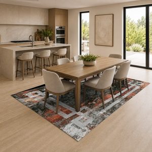 RUGS DEPOT LXDP-0890 Wholesale Terracotta Gold Designer Pattern Digital Printed Machine Washable Chenille Area Rug Non <b>Slip</b> - Product Image 4