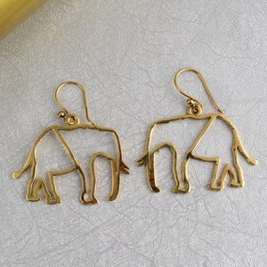 Pendientes colgantes de elefante de Latón chapado en oro, forma de Animal elegante, joyería de aro delicada, regalo de símbolo cristiano para mujer a la moda - Product Image 4