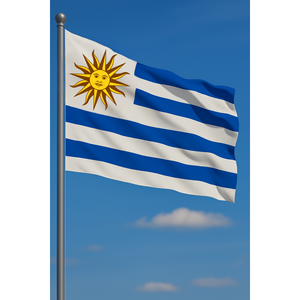 Drapeau d'extérieur Uruguay avec logo personnalisé imprimé sur soie et plastique, mât en aluminium, techniques d'impression numérique - Product Image 2