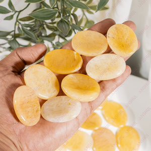 Premium Natural Yellow Aventurine <b>Worry</b> Stones Oval Shape Semi Precious Crystal For Decoration Meditation Pocket <b>Stone</b> At Bulk - Product Image 3