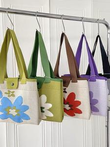 Prêt à Expédier Style Coréen Fleur 3 Tricoté Sac À Main Produit Régional De Vêtements - Product Image 2