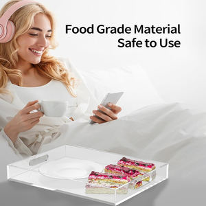 Bandeja de acrílico transparente elegante personalizada OEM, duradera y ligera con bordes elevados para uso doméstico, para servir alimentos y bebidas - Product Image 2