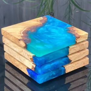 Nueva llegada creativa estilo japonés gran oferta con posavasos de resina de madera epoxi redondo cuadrado de alta calidad - Product Image 2