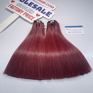 Cabello liso de hueso crudo Cabello de trama súper doble dibujado Cabello procesado Color rojo completo 14 pulgadas - Product Image 3