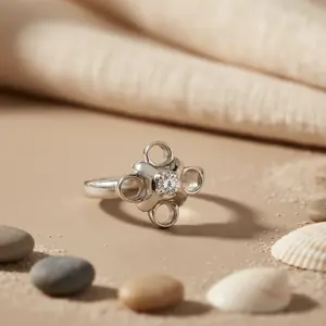 Anillo de Plata 925 con Circonita Cúbica, Patrón Geométrico, Joyería con Piedras Preciosas para Hombre, Estilo Bonito, Regalo para Ella, Engaste de Platino - Product Image 1