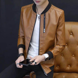 Blouson en cuir coupe ajustée pour homme nouvel arrivage - Product Image 4