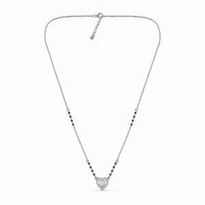 Compre un collar Mangalsutra de plata pura con perlas de diamante en forma de corazón y cuentas chapadas en oro, un regalo religioso y étnico para la esposa. - Product Image 3