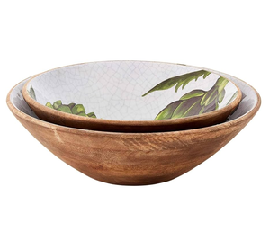 Ensaladera de madera impresa con esmalte, cuenco para servir sopa hecho a mano para restaurantes y hoteles, el precio más bajo - Product Image 5