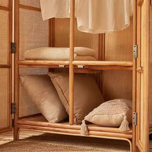 ตู้เสื้อผ้าแบบพกพาผ้าหวายแบบพกพาสไตล์ญี่ปุ่นสำหรับบ้านที่เรียบง่ายทันสมัย - Product Image 2