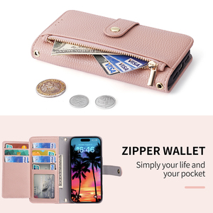 Étui portefeuille pliable en TPU+PU de qualité supérieure avec sangle, fentes pour cartes, coque de téléphone portable à bandoulière, logo personnalisable, compatible multi-marques - Product Image 3