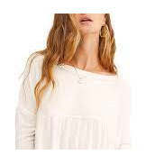 Free People T-shirt da donna Forever Your Girl Drape Tee in cotone 100% lavorato a maglia con colletto a fiocco, taglia S, taglia unica, traspirante, bianca - Product Image 3