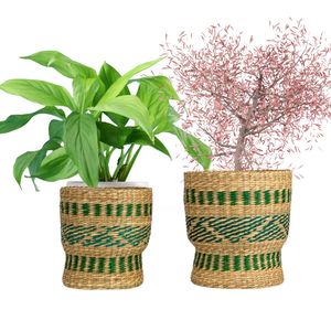 Viettimecraft écologique et durable paniers de rangement en jonc de mer colorés décor à la maison en gros du Vietnam jardinière incluse - Product Image 1