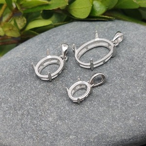 จี้ว่างเปล่าสำหรับ5X 7มม./6x 8มม./7x 9มม./8x1 0มม./9x1 1มม./10X14มม. การตั้งค่ารูปวงรีแข็ง925เงินฐานสันติภาพเจสสิก้า - Product Image 2