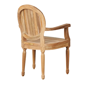 Silla de Comedor de Madera Maciza con Respaldo Redondo y Reposabrazos, Acabado Natural para Uso en Interiores y Exteriores - Product Image 3