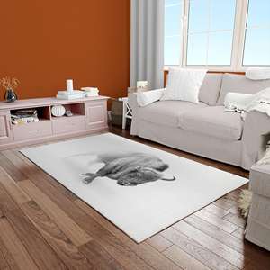 Tapis en chenille motif buffle, tapis animal à cornes, tapis animaux sauvages, tapis animaux - Product Image 2