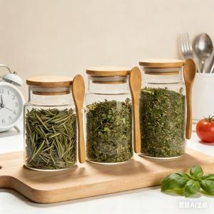 Barattolo <span class=keywords><strong>per</strong></span> Spezie in Vetro con Coperchio in Bambù Sostenibile e Porta Cucchiaio Integrato <span class=keywords><strong>per</strong></span> Organizzazione Ecologica della Cucina - Product Image 5