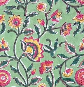 Jaipuri ผ้าปูที่นอนผ้าฝ้าย100% ลายดอกไม้สีเขียวอ่อนชุดเครื่องนอนระดับพรีเมี่ยมพิมพ์ลายดอกไม้ - Product Image 2