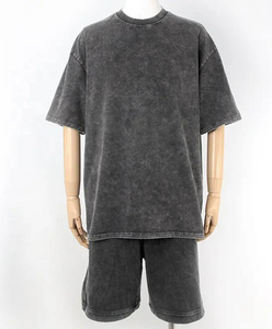 Wholesale Supplier Summer Latest T-Shorts & Shorts Breathable Cotton Shorts T-Shirts Custom Logo Printed Acid Washed <b>Sets</b> - Product Image 2