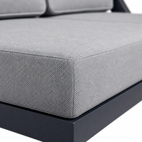 Ensemble de canapés d'extérieur modernes en aluminium 5 pièces, dossier haut, 3 places, 2 fauteuils, table basse pour jardin, salle à manger, patio, balcon, lavable