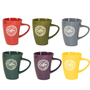 Set di 6 tazze di porcellana colorate 350 ml di Design multicolore con rosso verde e grigio-per il caffè tè latte - Product Image 1