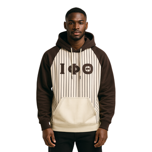 Iota Phi Theta Corps Neutre Marron Raglan Pinstripes Pull À Capuche Grec Fraternité Vêtements Personnalisé Divine Nine HBCU Vêtements - Product Image 1