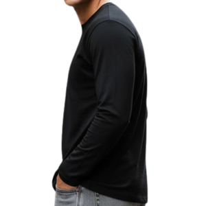 Camiseta Casual de Manga Larga para Hombre, Personalizable, 340g, Mezcla de Poliéster/Algodón, Lisa, Antiarrugas, de Secado Rápido, Diseño en Blanco - Product Image 5