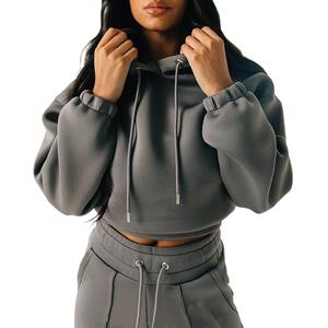 Conjunto Deportivo de Dos Piezas para Mujer, Estilo Casual, Color Liso, Hombros Caídos, para Invierno - Product Image 3