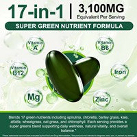 AcentialLabs Spiruline Softgels 300p 17 en 1 Mélange de super-aliments verts avec chlorelle, herbe de blé, chou frisé pour l'énergie et le bien-être quotidien