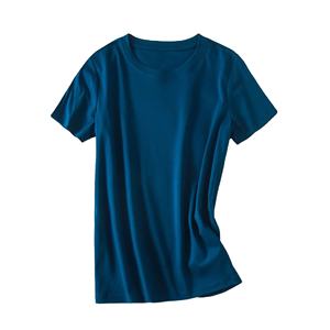 Camiseta de Jersey para Mujer, Verano 2025, Cuello Alto, Media Manga, Casual, Lisa, Ecológica, Transpirable, Corte Regular, Talla Grande - Product Image 1
