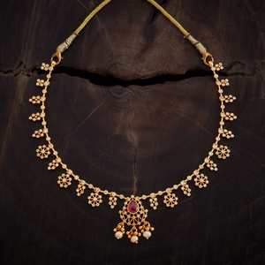 Silver Temple <b>Necklace</b> 162798-Elegant Bezel Setting Flower Pattern <b>Necklace</b> - Product Image 2