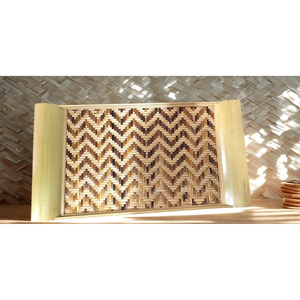 Bandeja de Servir de Bambú Tejida a Mano con Asas, Estilo Rústico de Madera Natural Ecológica para Uso en el Hogar, Restaurantes y Eventos - Product Image 1