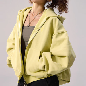 Nouveau sweat à capuche oversize tendance en coton Y2k vintage avec fermeture éclair et épaules tombantes, impression de logo personnalisé, sac à dos pour femme - Product Image 4