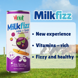 Milkfizz Vinut 250ml Banana Milk Soda Passion Fruit Can (enlatado) HALAL KOSHER OEM/ODM Fabricante de etiqueta privada - Product Image 5