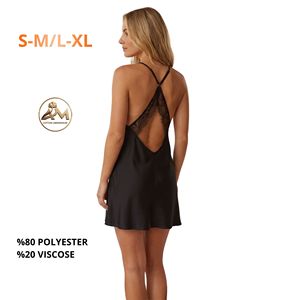 Chemise de nuit noire sexy en dentelle pour femme, dos ouvert, sans manches - Product Image 4