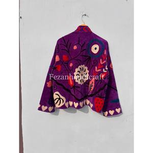 เสื้อแจ็คเก็ตผ้ากำมะหยี่ซูซานี งานแฮนด์เมด สไตล์โบฮีเมียน ฮิปปี้ สำหรับทุกเพศ ปักลาย ควิลท์ คอตั้ง ซับในผ้าฝ้าย แห้งเร็ว - Product Image 5