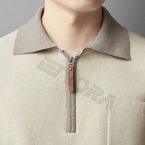 Polo cardigan à revers mode pour homme haut à demi fermeture éclair pull Performance T-shirts Activewear chemises - Product Image 5