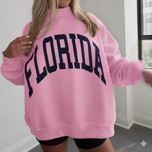 Women's Custom Embroidered Oversized Fleece Sweatshirt Soft Cotton Mockneck Crewneck Pullover <b>Jumper</b> for Winter Solid Streetwear - Product Image 3